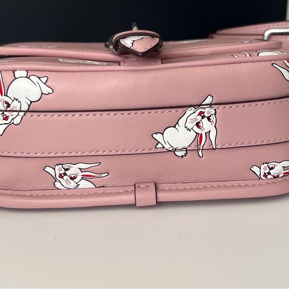 Coach x White Rabbit Pink Frankie Messager 19 Bag Crossbody With Rabbit Print - Picture 8 of 9